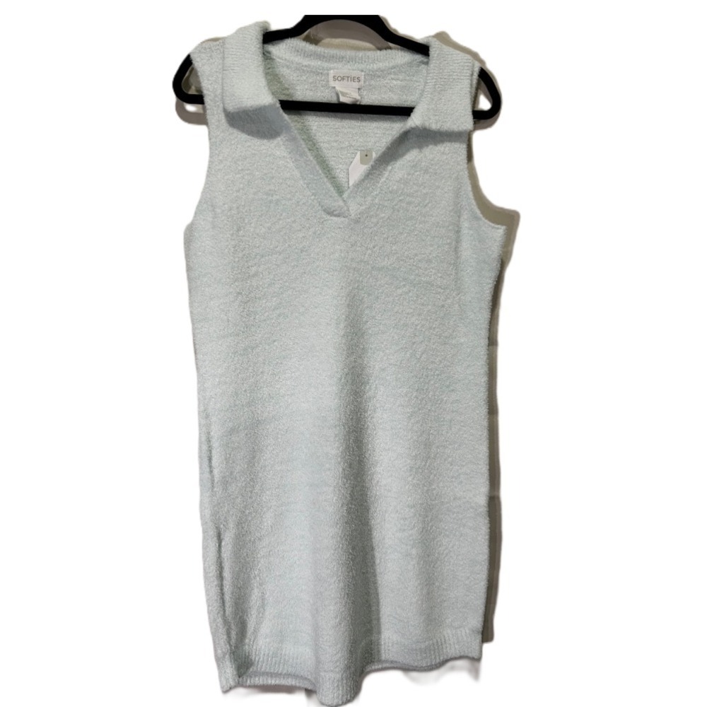 Softies Sleeveless Johnny Collar Lounge Dress Heather Aqua Small MarshmallowKnit